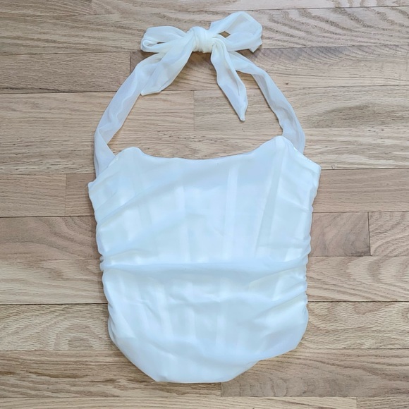 White Halter Neck Corset Top - Picture 4 of 7